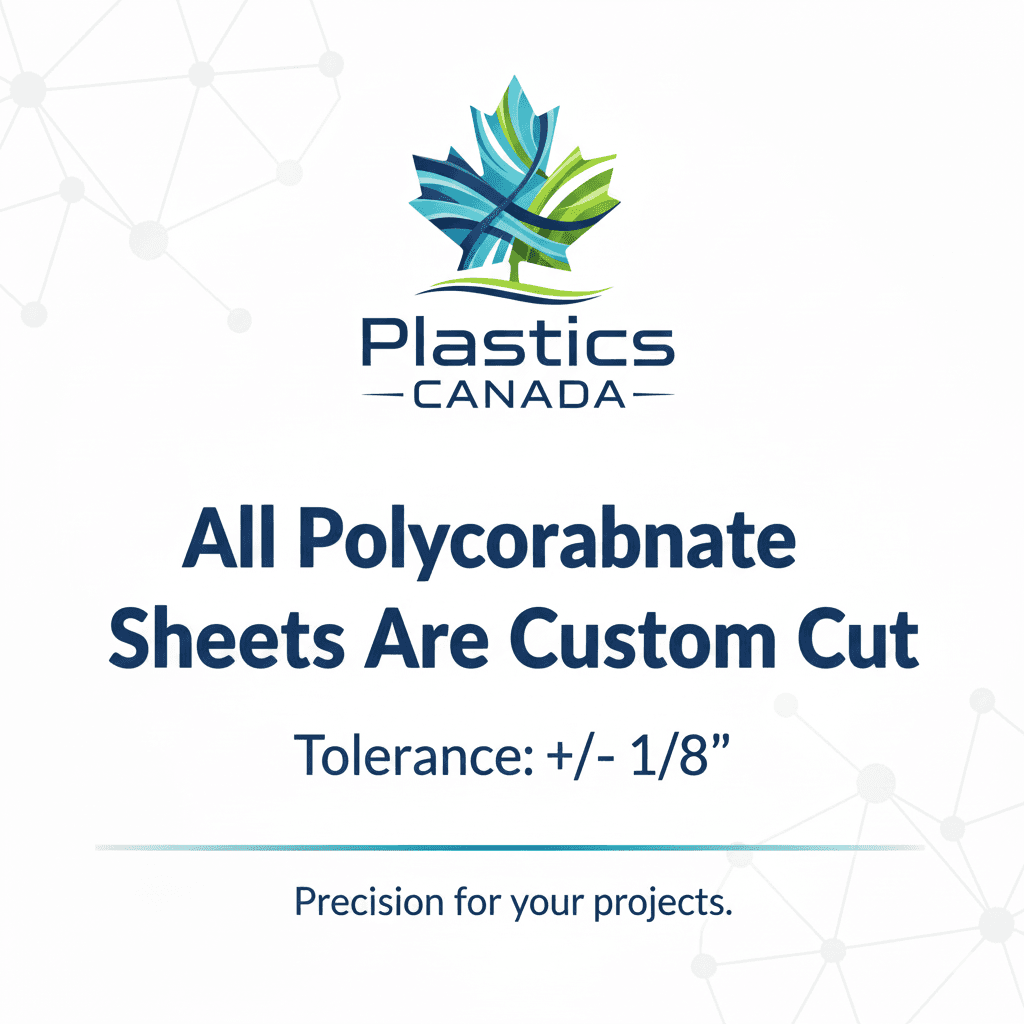 Custom cut polycarbonate notice showing blade-cut edge finish