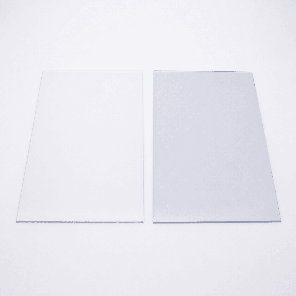 Side-by-side comparison of polycarbonate and acrylic sheets